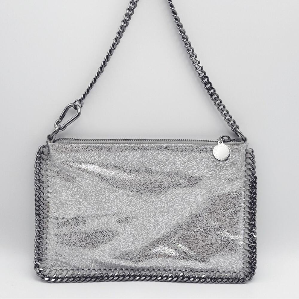Stella McCartney Falabella Silver Faux Leather Chain Pochette Shoulder Bag